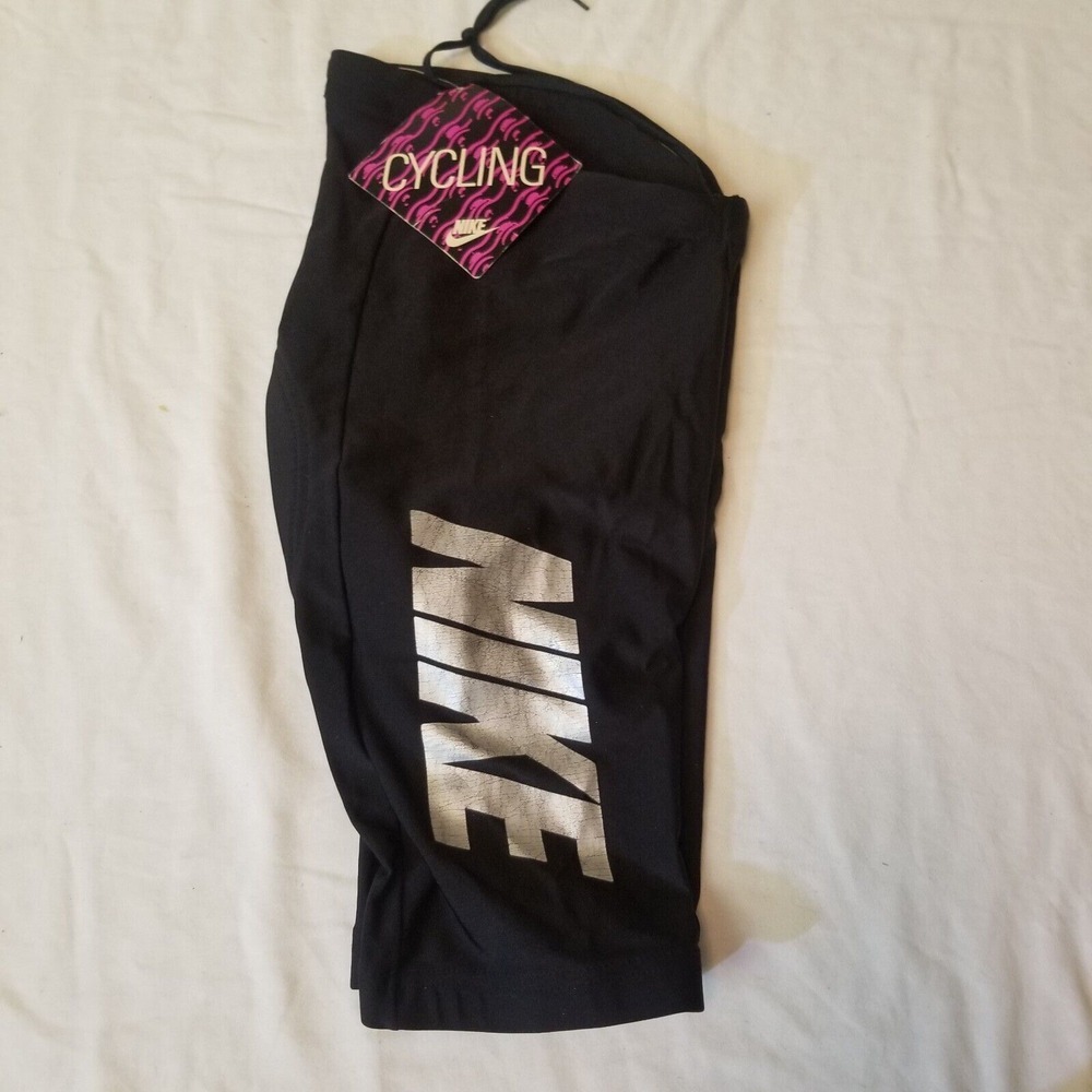 vtg NIKE USA MADE Spandex Black Padded Cycling Bicycle Shorts Size XS Deadstock - Picture 1 of 11